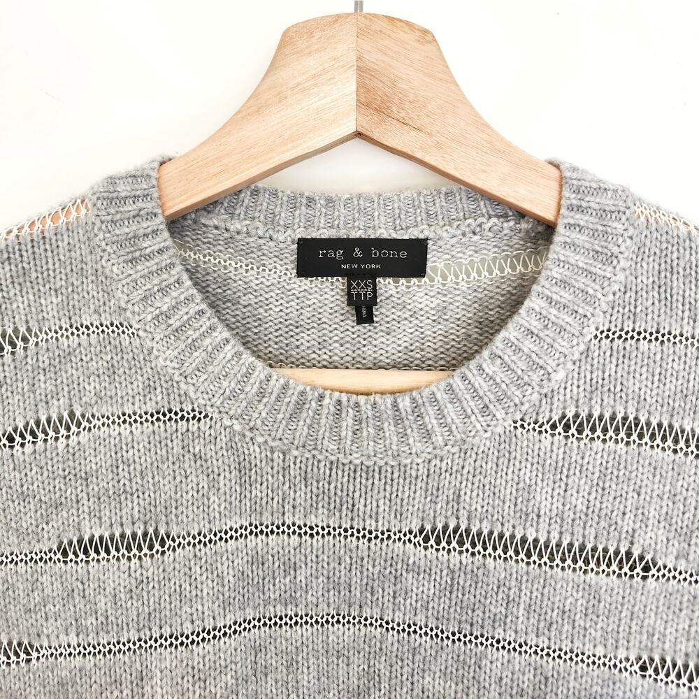 Rag & Bone Gray Striped Open-Knit Penn Sweater in Sz XXS - Picture 2 of 4